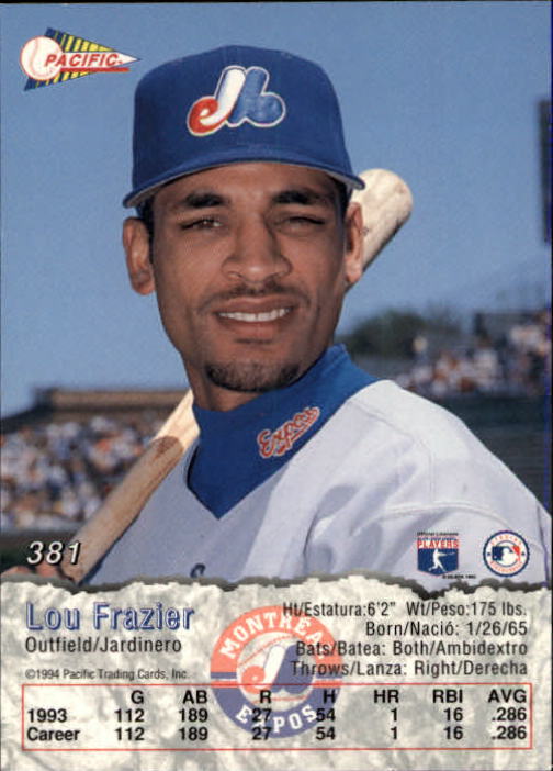 B3005- 1994 Pacific Baseball #s 249-498 +Rookies -You Pick- 15+ FREE US SHIP - Picture 203 of 379