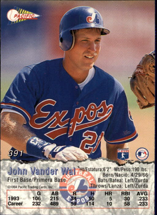 1994 Pacific #391 John Vander Wal back image
