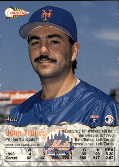 1994 Pacific #400 John Franco back image