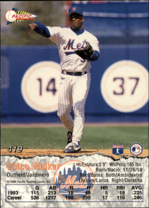B3005- 1994 Pacific Baseball #s 249-498 +Rookies -You Pick- 15+ FREE US SHIP - Picture 261 of 379