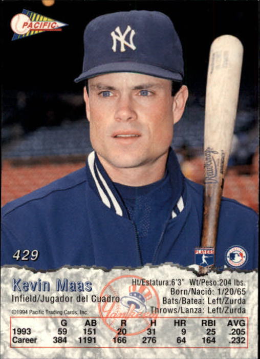 B3005- 1994 Pacific Baseball #s 249-498 +Rookies -You Pick- 15+ FREE US SHIP - Picture 279 of 379