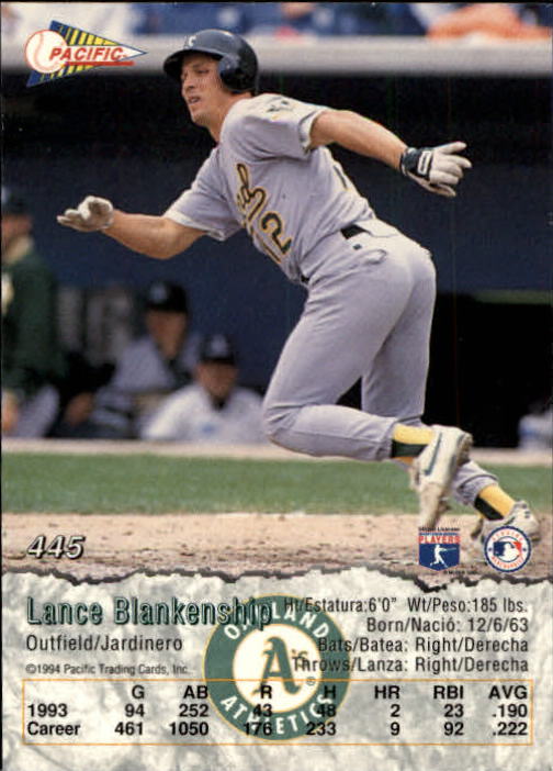 1994 Pacific #445 Lance Blankenship back image