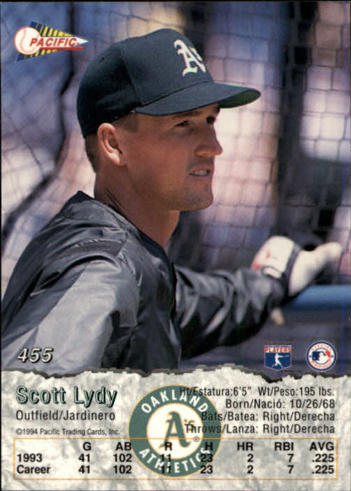 1994 Pacific #455 Scott Lydy back image