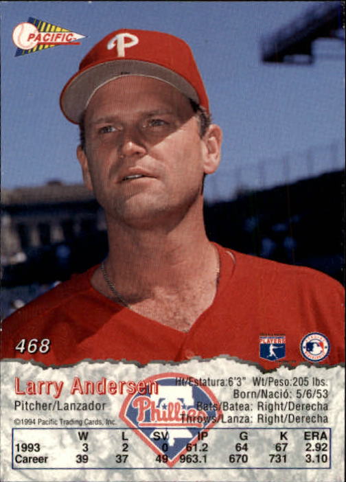 B3005- 1994 Pacific Baseball #s 249-498 +Rookies -You Pick- 15+ FREE US SHIP - Picture 335 of 379