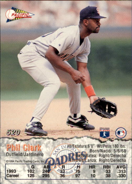 1994 Pacific #520 Phil Clark back image