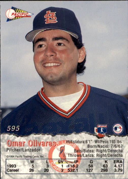 1994 Pacific #595 Omar Olivares back image