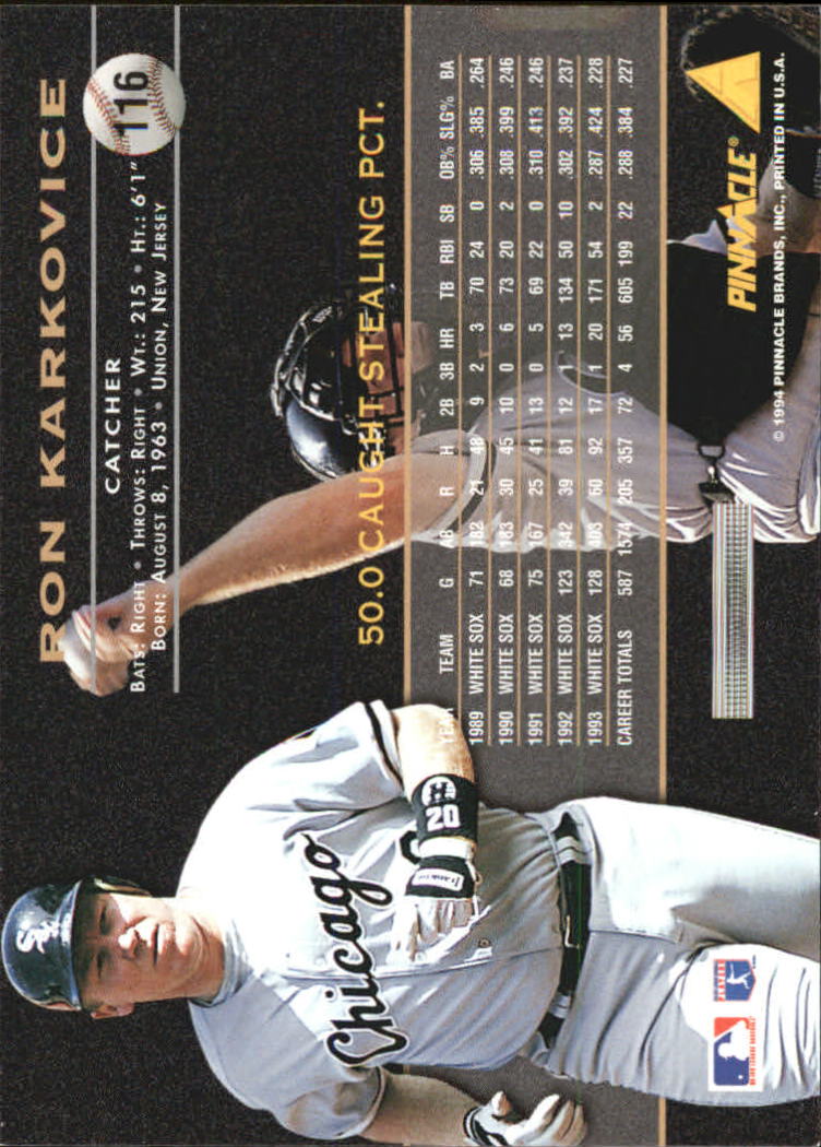 A6825- 1994 Pinnacle Baseball Carte 1-250 + Rookies -si Pick- 15 + Gratis US - Foto 228 di 493
