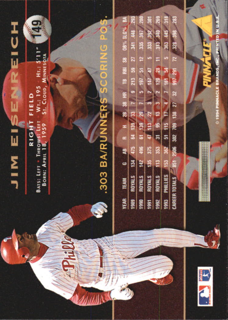 A6825- 1994 Pinnacle Baseball Carte 1-250 + Rookies -si Pick- 15 + Gratis US - Foto 294 di 493