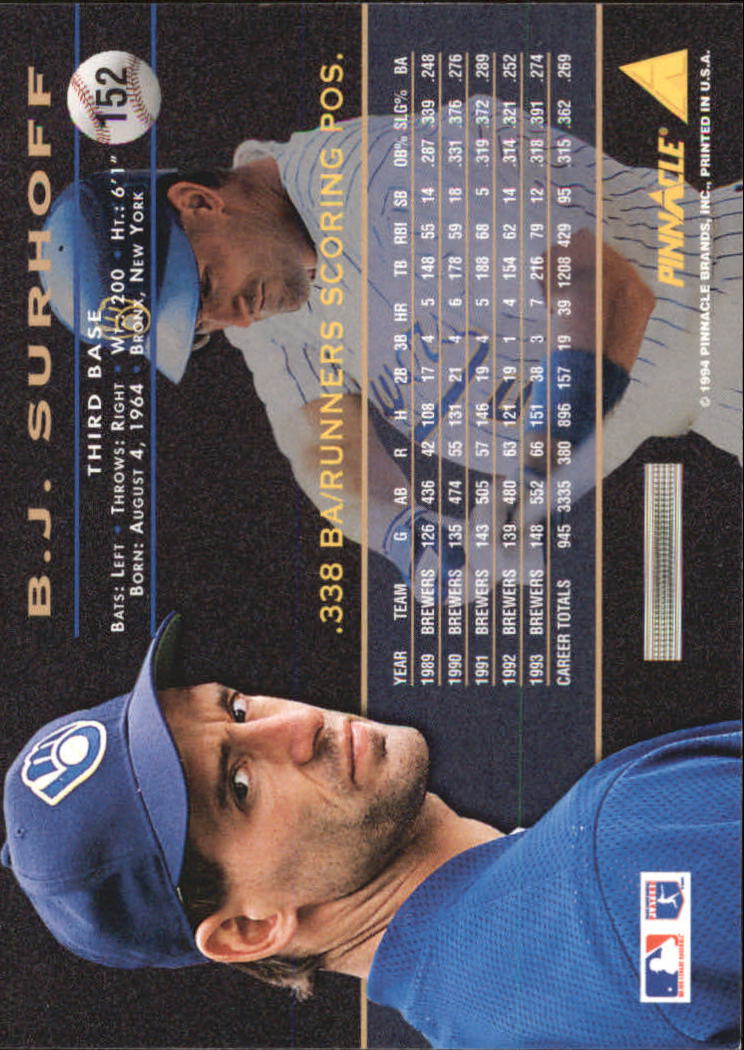 A6825- 1994 Pinnacle Baseball Carte 1-250 + Rookies -si Pick- 15 + Gratis US - Foto 300 di 493