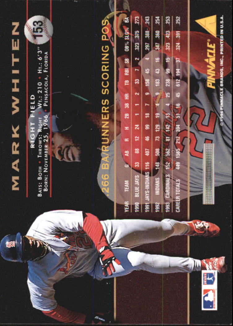 A6825- 1994 Pinnacle Baseball Carte 1-250 + Rookies -si Pick- 15 + Gratis US - Foto 302 di 493