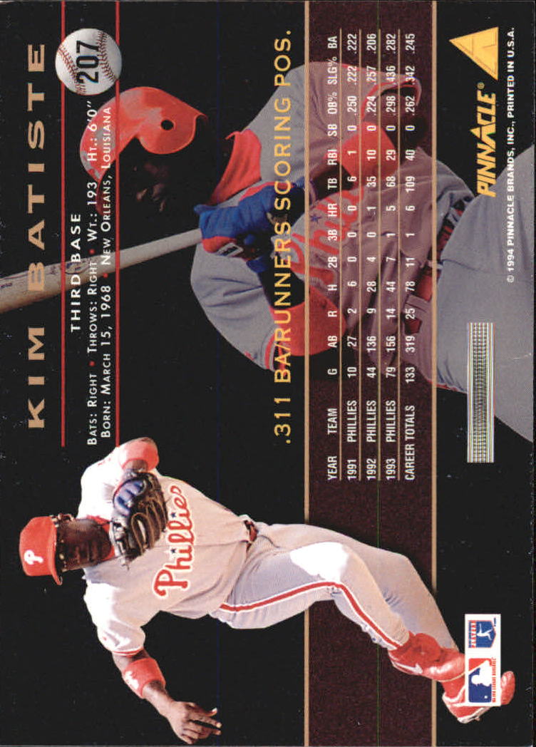 A6825- 1994 Pinnacle Baseball Carte 1-250 + Rookies -si Pick- 15 + Gratis US - Foto 410 di 493