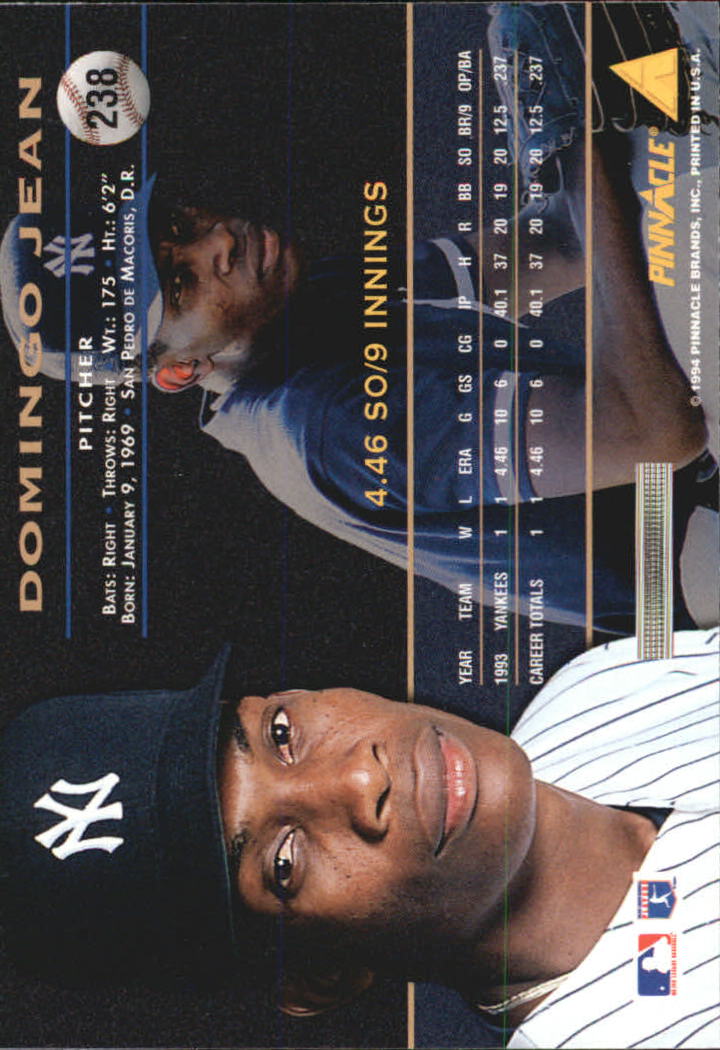 1994 Pinnacle #238 Domingo Jean back image