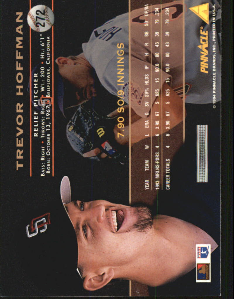 1994 Pinnacle #272 Trevor Hoffman back image