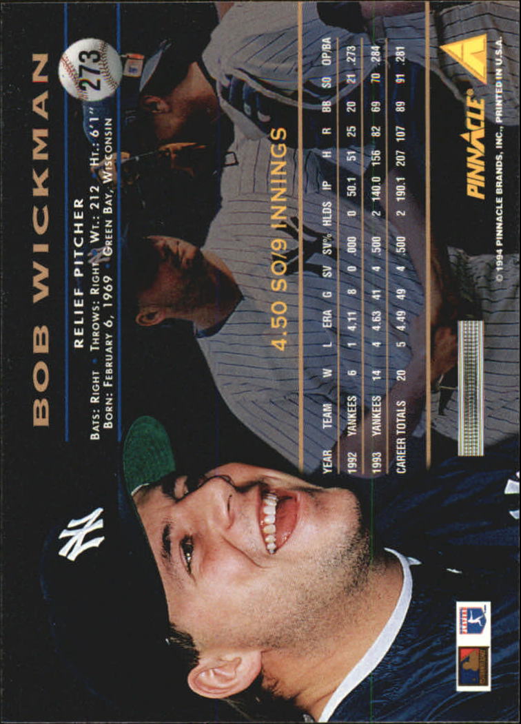 1994 Pinnacle #273 Bob Wickman back image