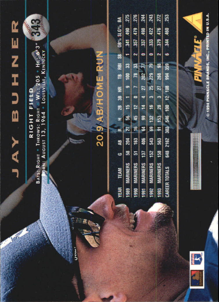 1994 Pinnacle #343 Jay Buhner back image