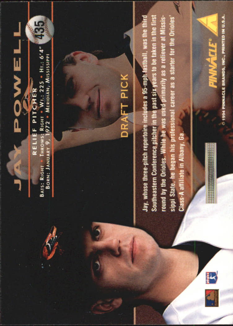 1994 Pinnacle #435 Jay Powell RC back image
