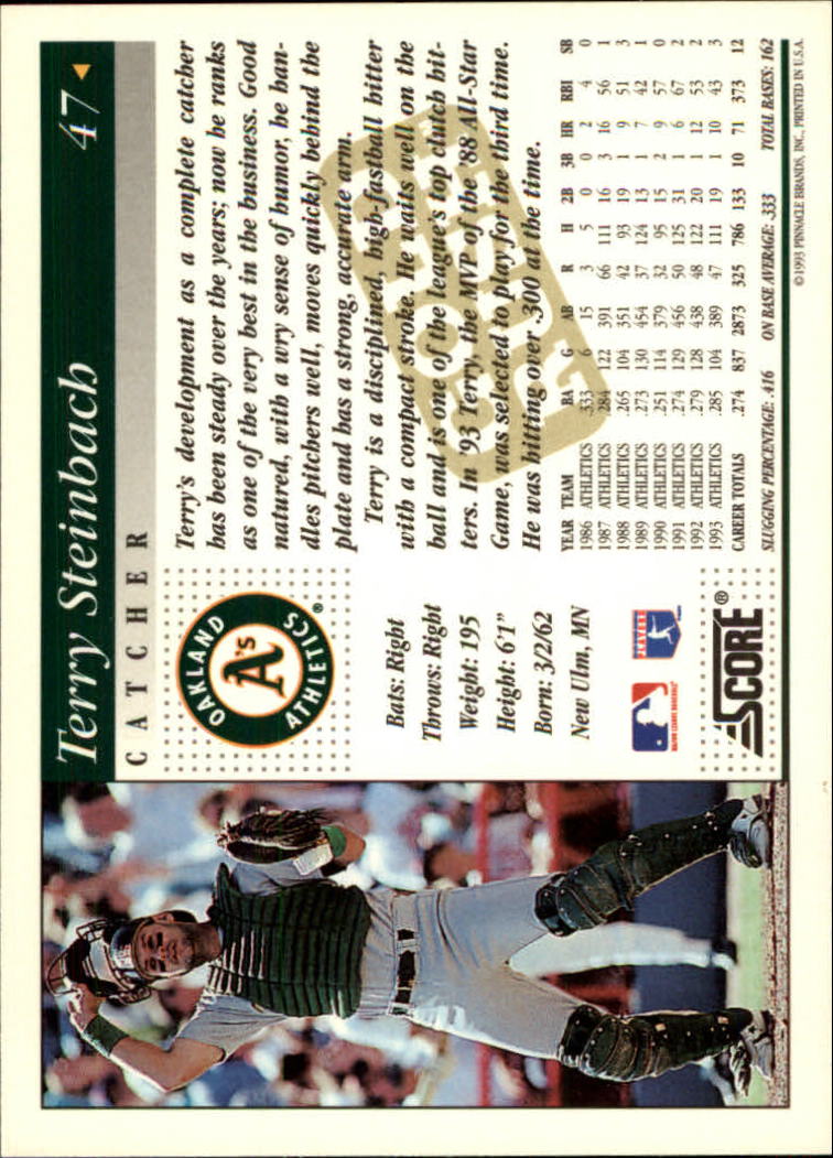 1994 Score Gold Rush #47 Terry Steinbach back image