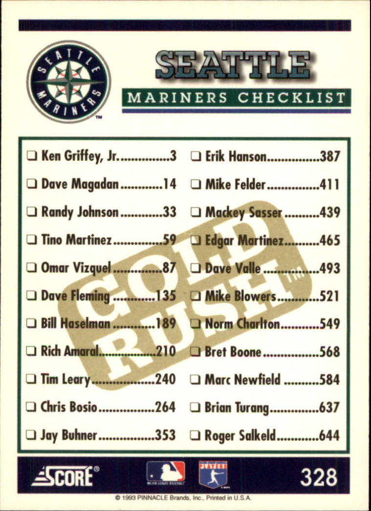 1994 Score Gold Rush #328 Seattle Mariners CL back image