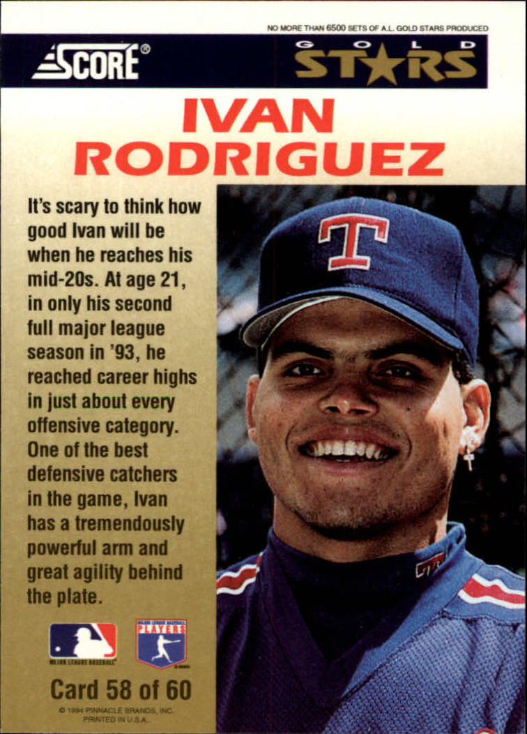 1994 Score Gold Stars #58 Ivan Rodriguez back image