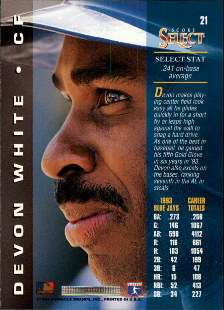 1994 Select #21 Devon White back image