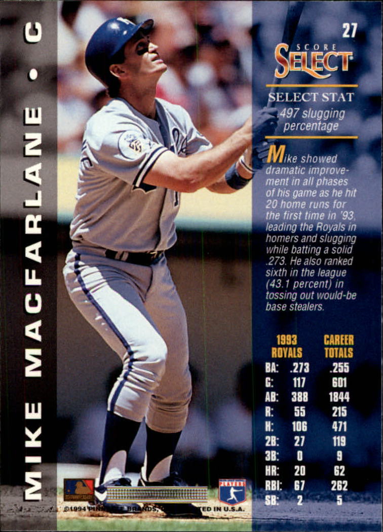 1994 Select #27 Mike Macfarlane back image