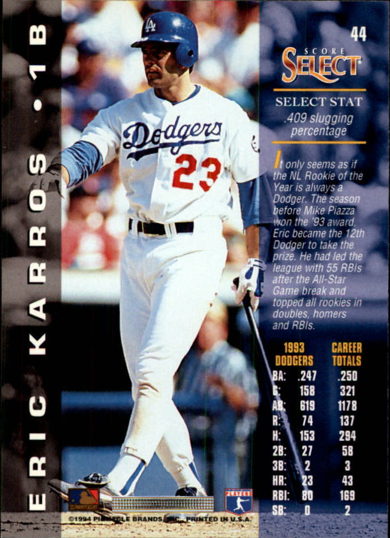 1994 Select #44 Eric Karros back image