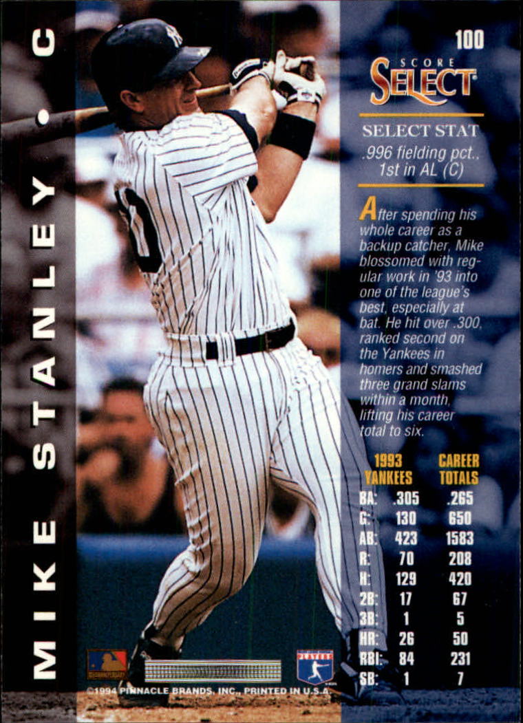 1994 Select #100 Mike Stanley back image