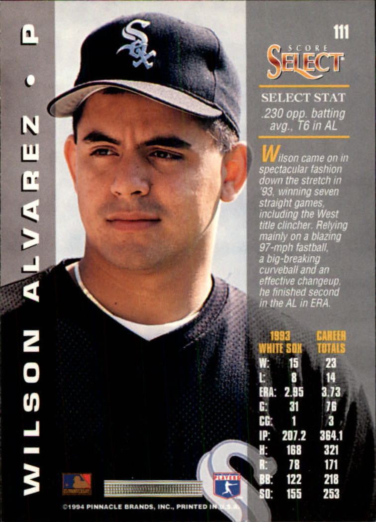 1994 Select #111 Wilson Alvarez back image