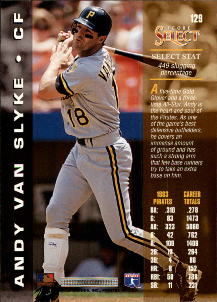 1994 Select #129 Andy Van Slyke back image
