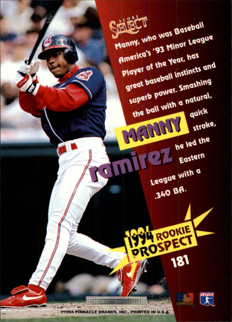 1994 Select #181 Manny Ramirez back image