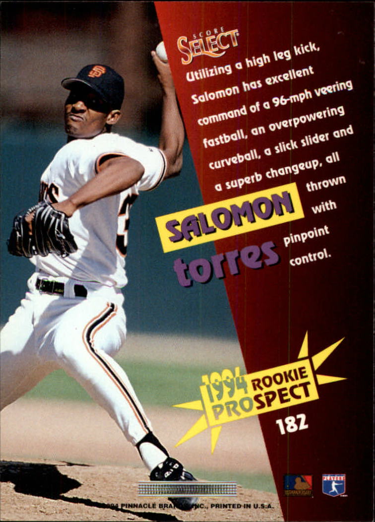 1994 Select #182 Salomon Torres back image