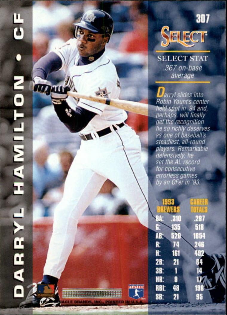 1994 Select #307 Darryl Hamilton back image