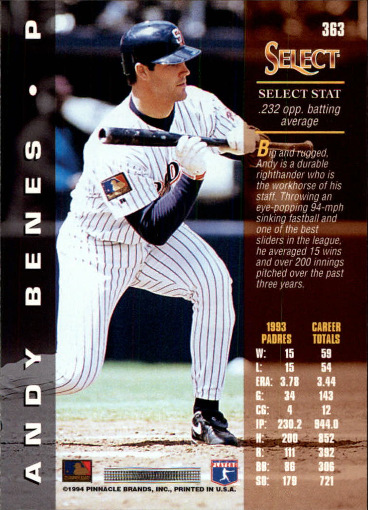1994 Select #363 Andy Benes back image