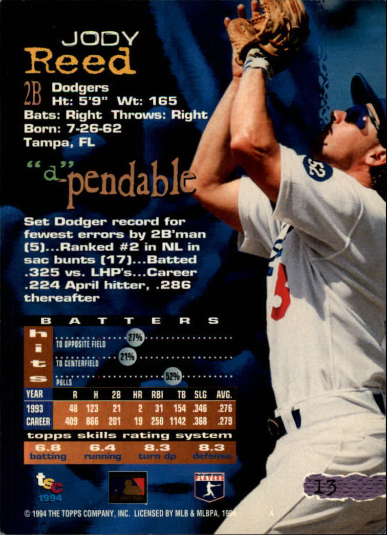 1994 Stadium Club Baseball Part 1 Main Set Card #1-250 - Picture 27 of 501