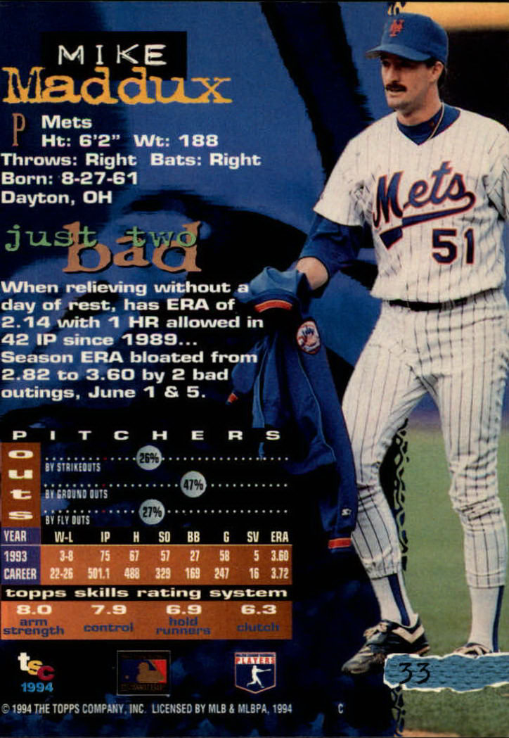 1994 Stadium Club Baseball Part 1 Main Set Card #1-250 - Picture 67 of 501