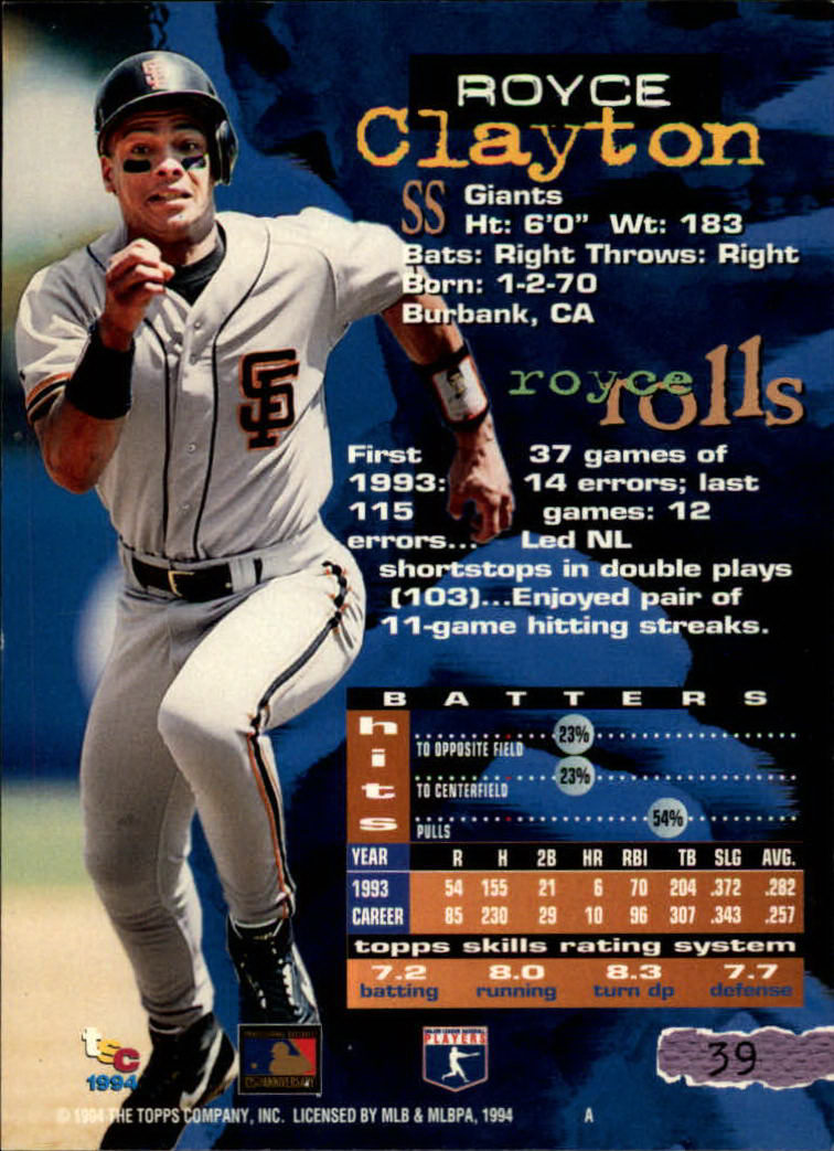 1994 Stadium Club Baseball Part 1 Main Set Card #1-250 - Picture 79 of 501