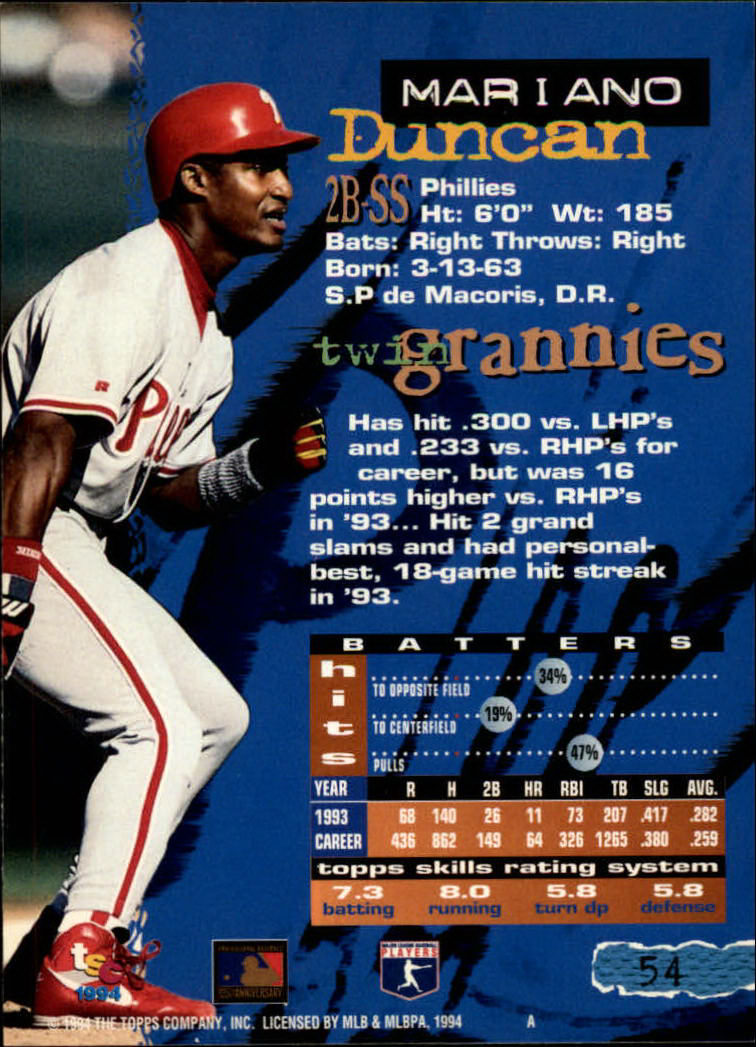 1994 Stadium Club Baseball Part 1 Main Set Card #1-250 - Picture 109 of 501