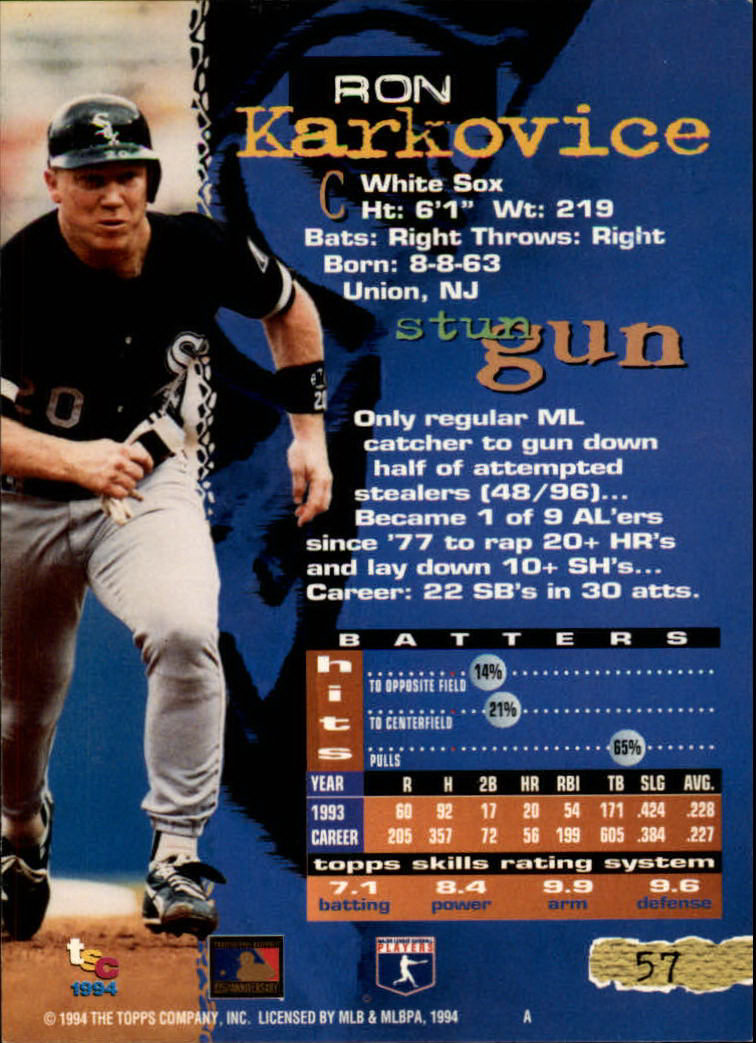 1994 Stadium Club Baseball Part 1 Main Set Card #1-250 - Picture 115 of 501