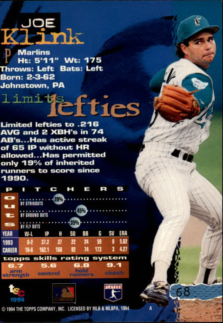 1994 Stadium Club Baseball Part 1 Main Set Card #1-250 - Picture 137 of 501
