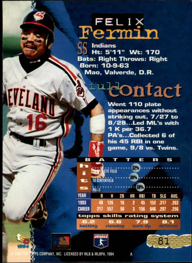 1994 Stadium Club Baseball Part 1 Main Set Card #1-250 - Picture 163 of 501