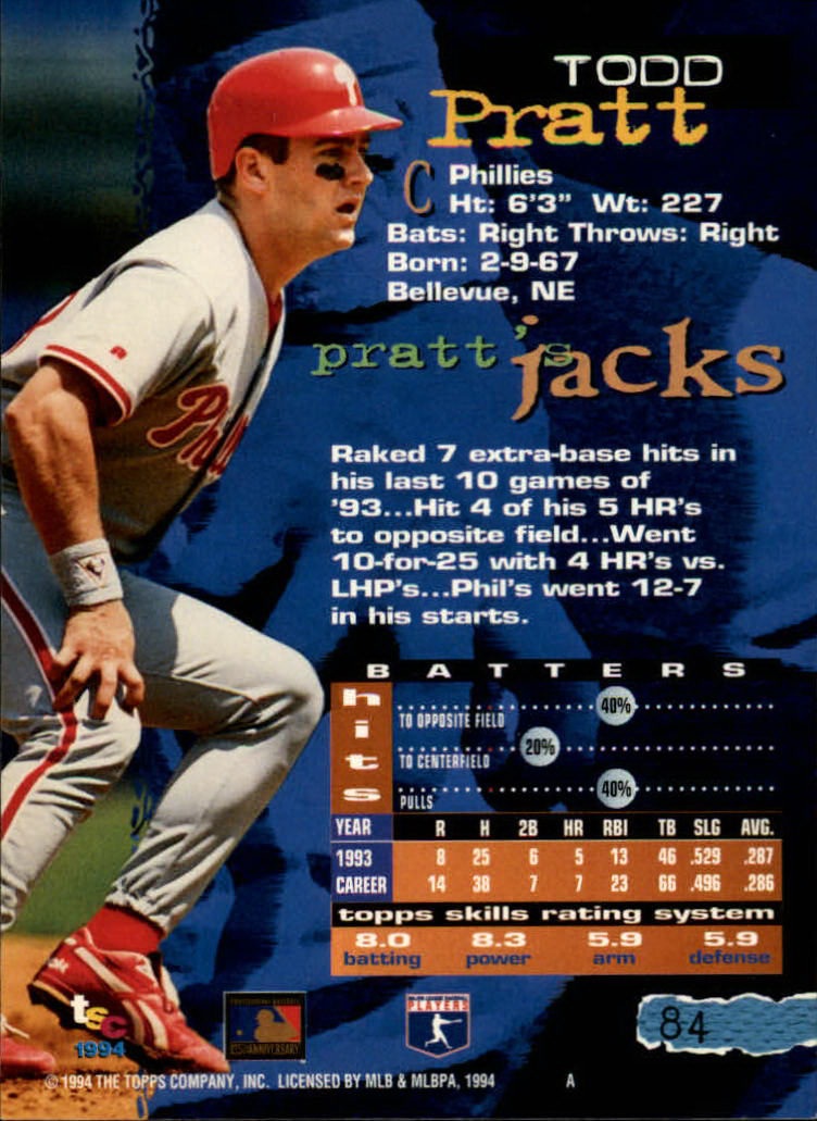 1994 Stadium Club Baseball Part 1 Main Set Card #1-250 - Picture 169 of 501