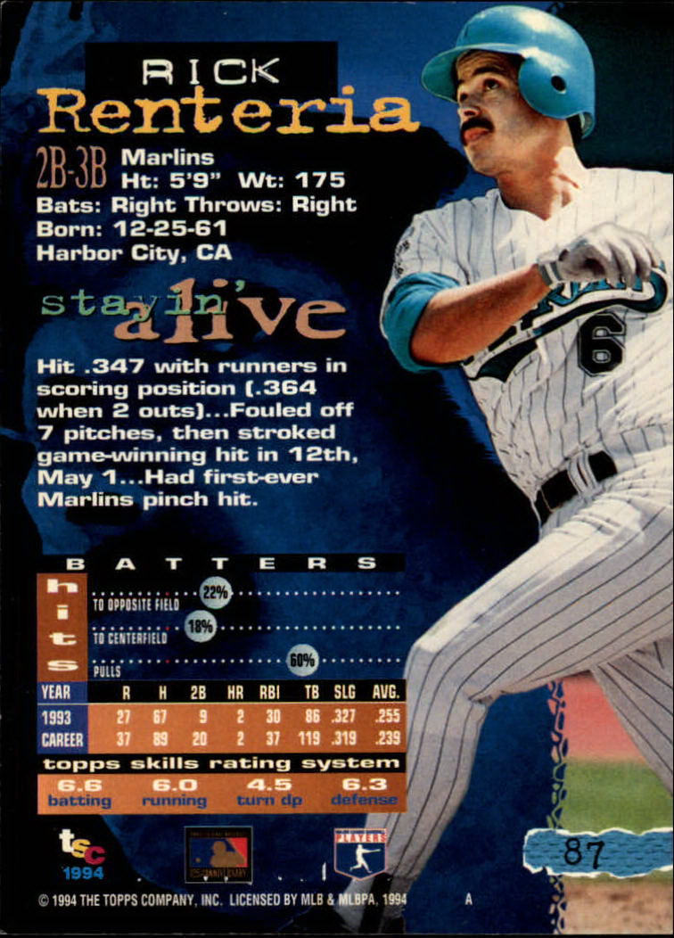 1994 Stadium Club Baseball Part 1 Main Set Card #1-250 - Picture 175 of 501