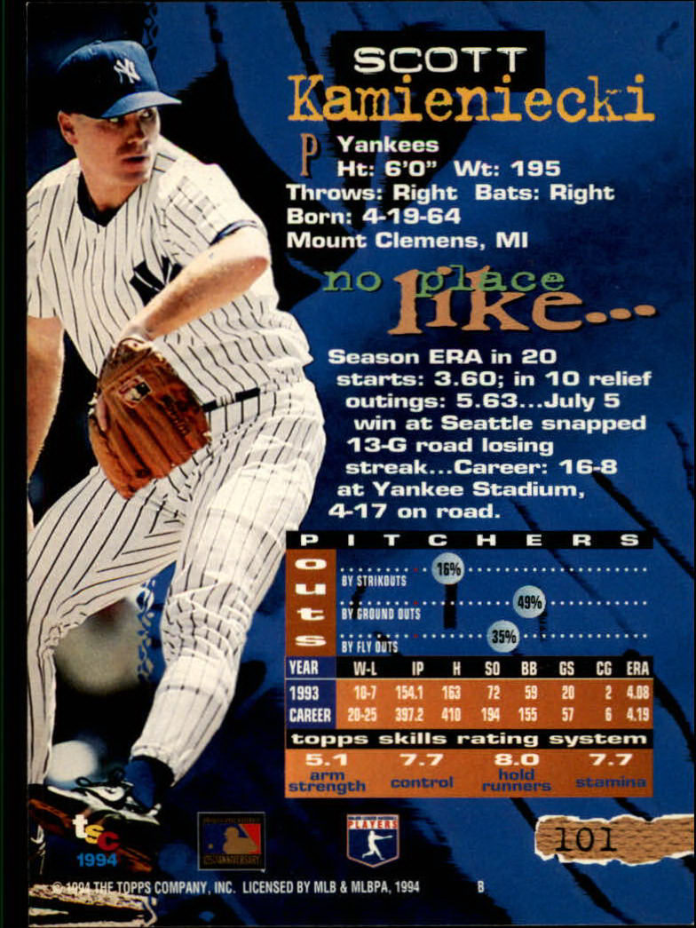 1994 Stadium Club #101 Scott Kamieniecki back image