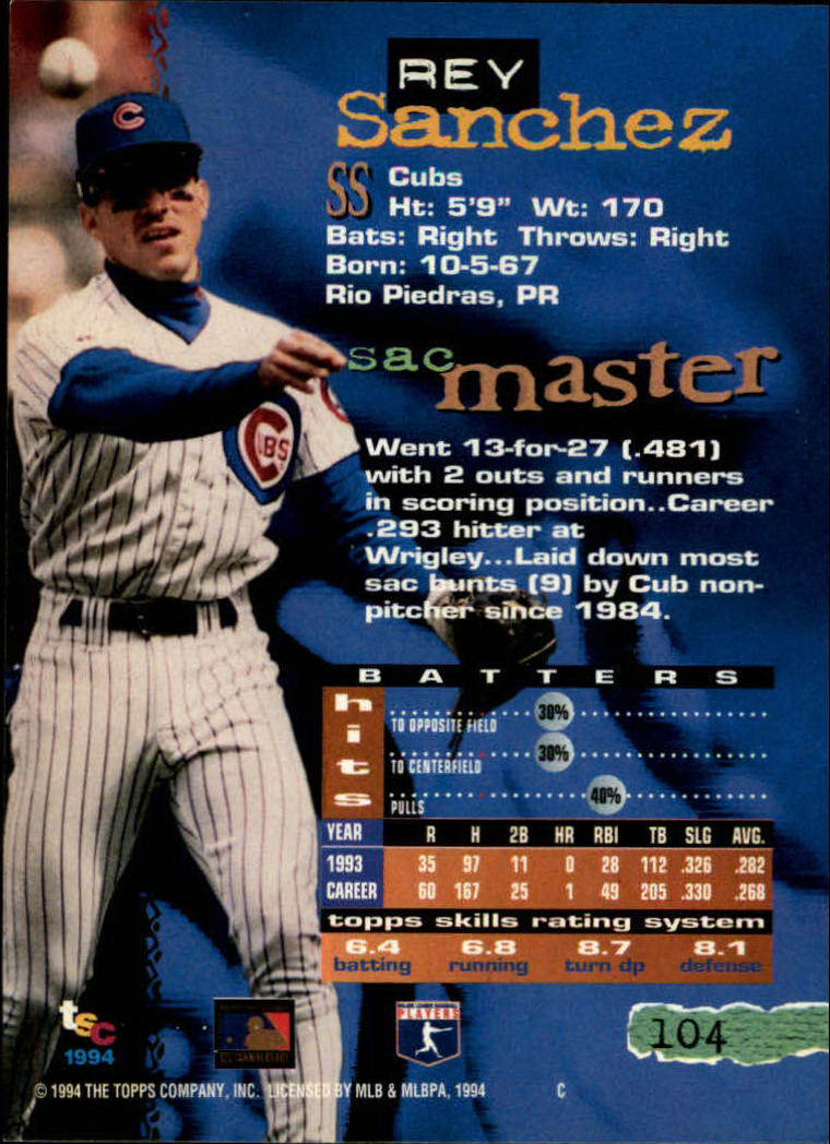 1994 Stadium Club Baseball Part 1 Main Set Card #1-250 - Picture 209 of 501