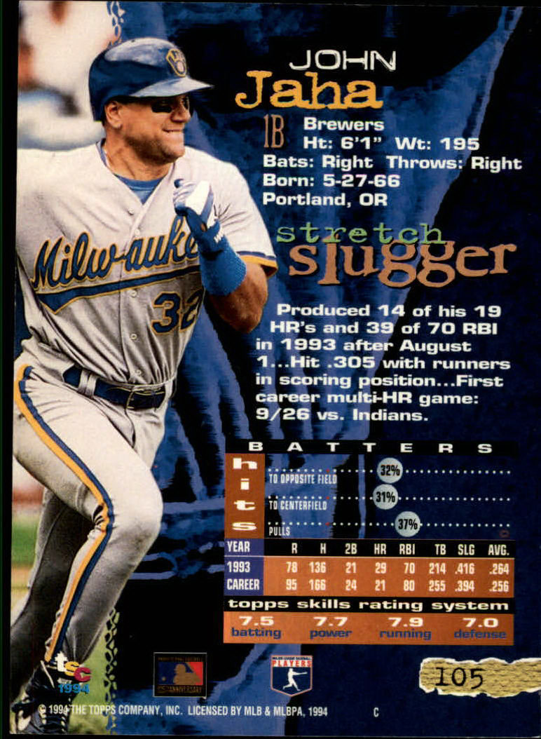 1994 Stadium Club Baseball Part 1 Main Set Card #1-250 - Picture 211 of 501