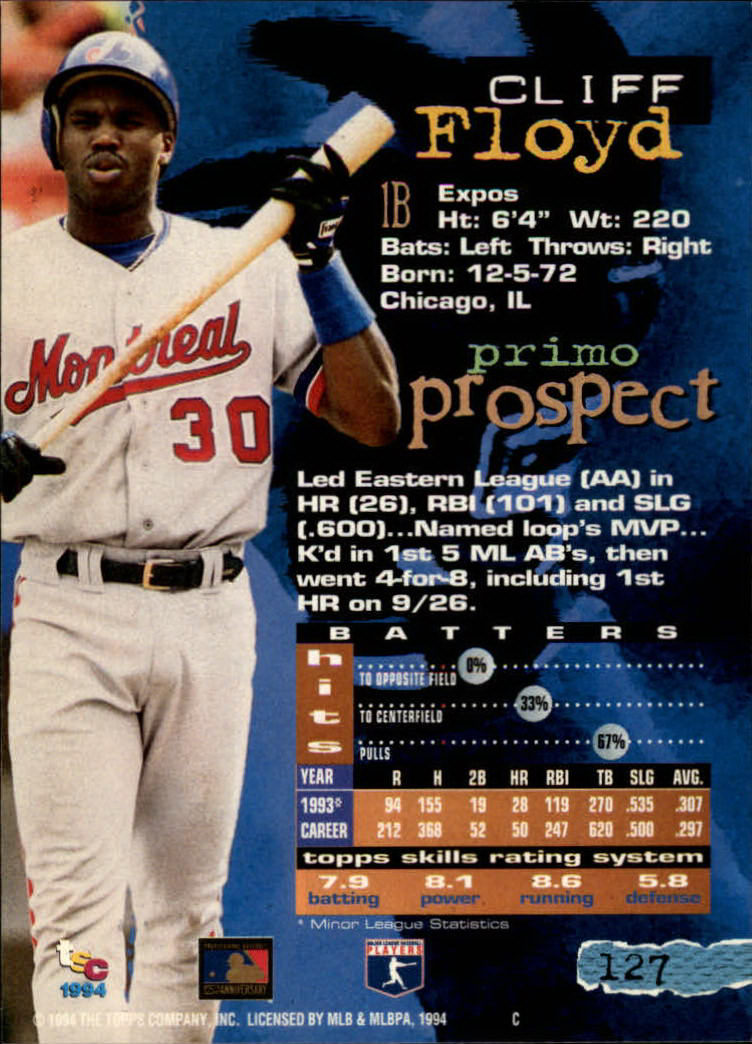 1994 Stadium Club Baseball Part 1 Main Set Card #1-250 - Picture 255 of 501