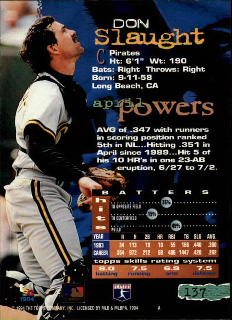 1994 Stadium Club Baseball Part 1 Main Set Card #1-250 - Picture 275 of 501