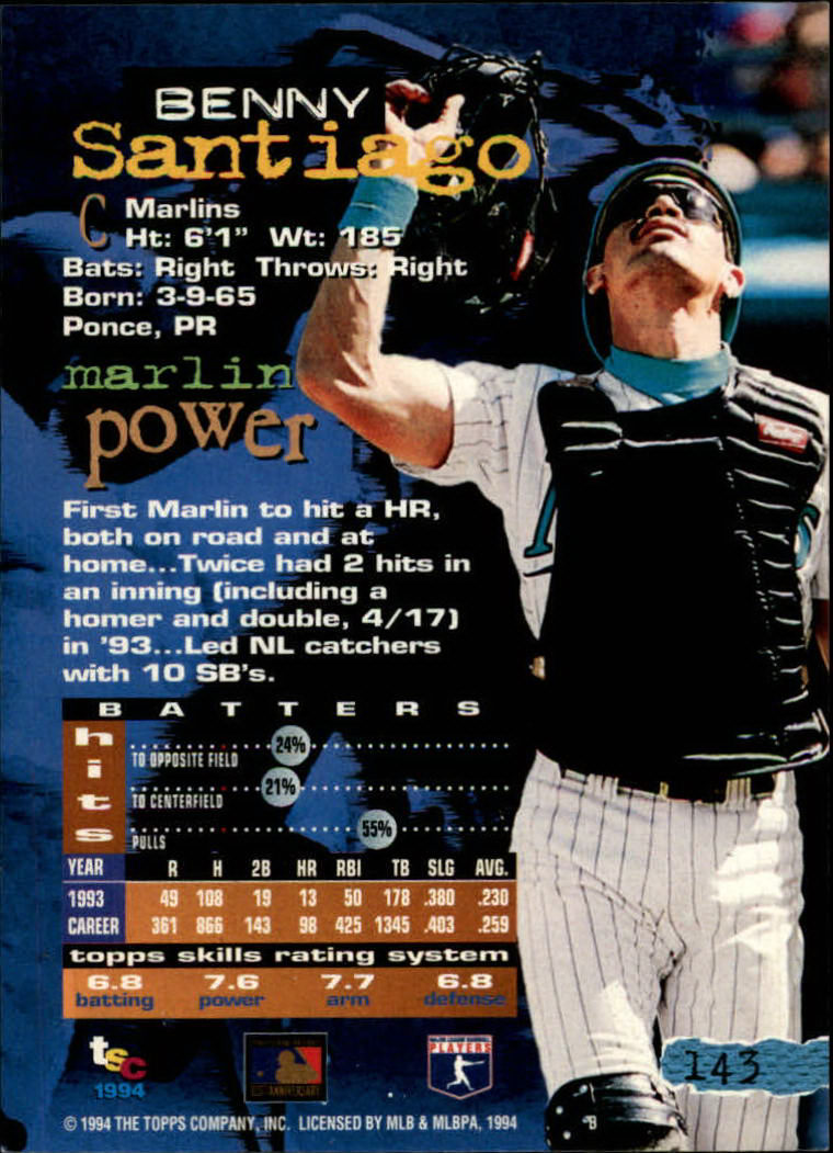 1994 Stadium Club Baseball Part 1 Main Set Card #1-250 - Picture 287 of 501