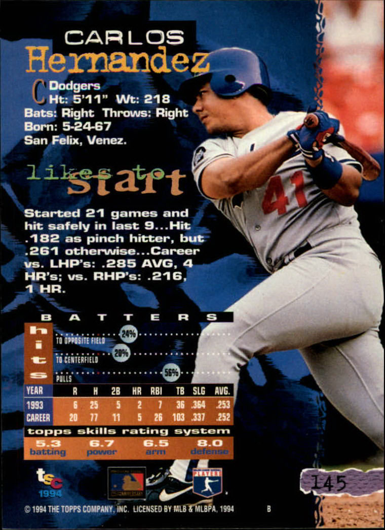 1994 Stadium Club Baseball Part 1 Main Set Card #1-250 - Picture 291 of 501