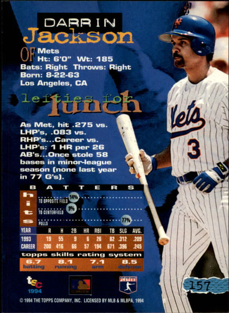 1994 Stadium Club Baseball Part 1 Main Set Card #1-250 - Picture 315 of 501